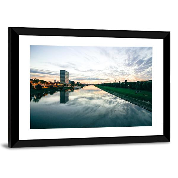 Scenic Sunset Over A River Canvas Wall Art-3 Horizontal-Gallery Wrap-25" x 16"-Tiaracle