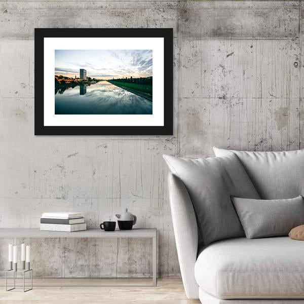 Scenic Sunset Over A River Canvas Wall Art-3 Horizontal-Gallery Wrap-25" x 16"-Tiaracle