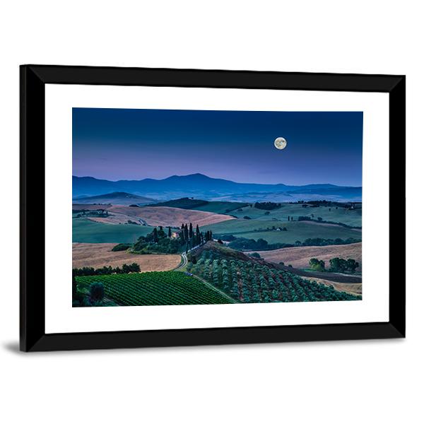 Scenic Tuscany Landscape With Rolling Hills Canvas Wall Art-3 Horizontal-Gallery Wrap-25" x 16"-Tiaracle