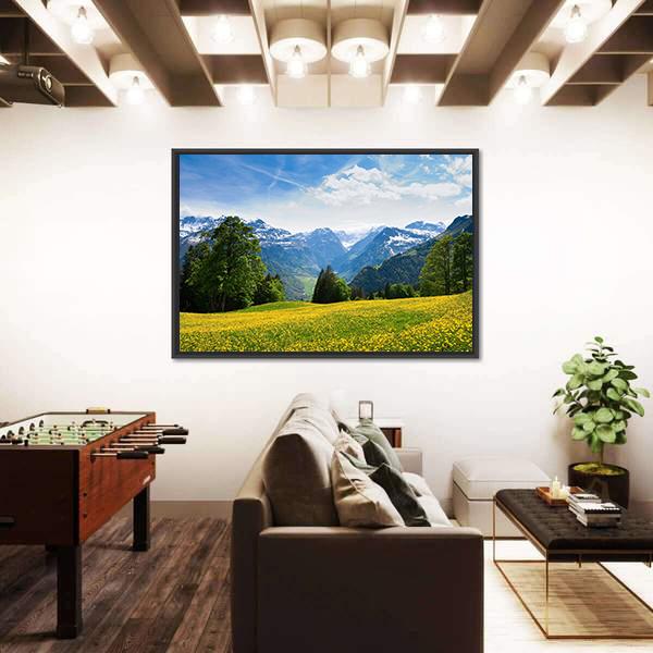 Scenic View From Braunwald In Spring Canvas Wall Art-3 Horizontal-Gallery Wrap-25" x 16"-Tiaracle