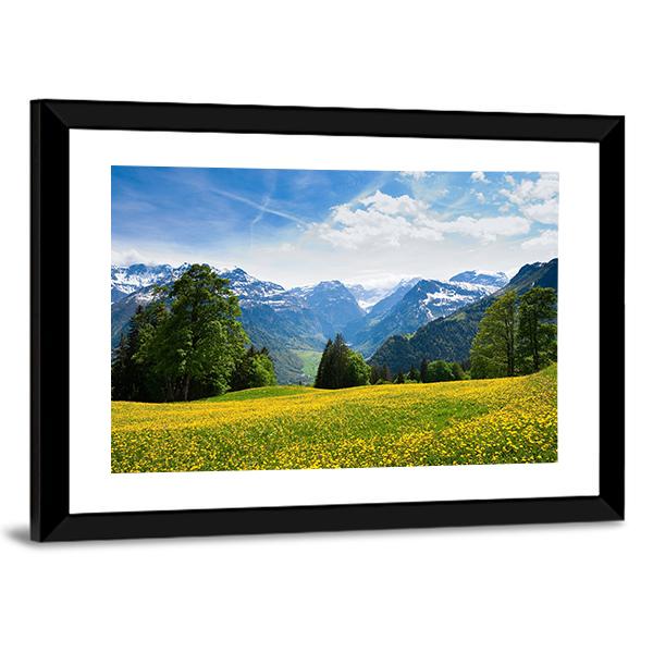 Scenic View From Braunwald In Spring Canvas Wall Art-3 Horizontal-Gallery Wrap-25" x 16"-Tiaracle