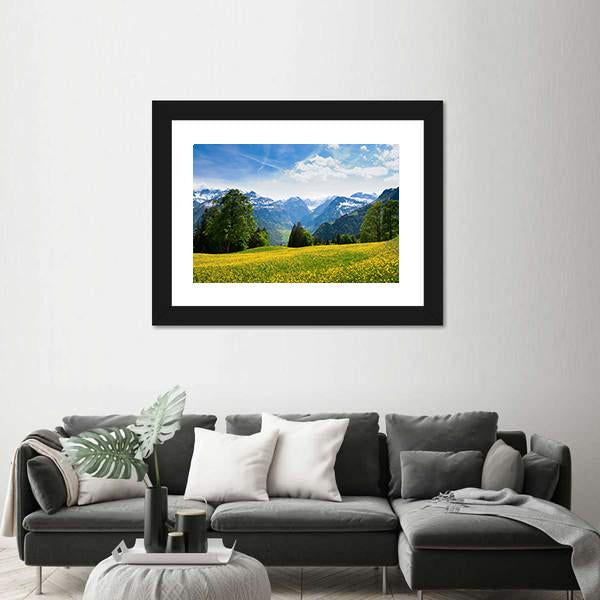 Scenic View From Braunwald In Spring Canvas Wall Art-3 Horizontal-Gallery Wrap-25" x 16"-Tiaracle