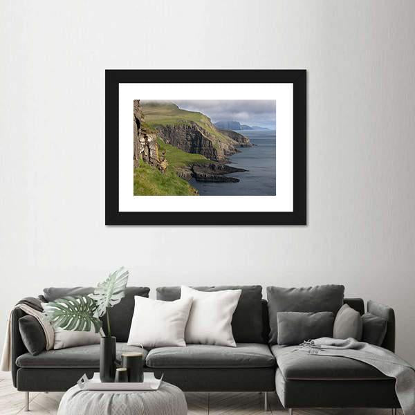 Scenic View Of Coast Of Mykines Canvas Wall Art-1 Piece-Framed Print-20" x 16"-Tiaracle