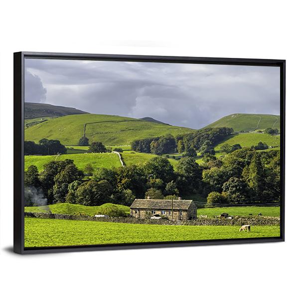 Scenic View Of Farm In Countryside Canvas Wall Art-3 Horizontal-Gallery Wrap-25" x 16"-Tiaracle