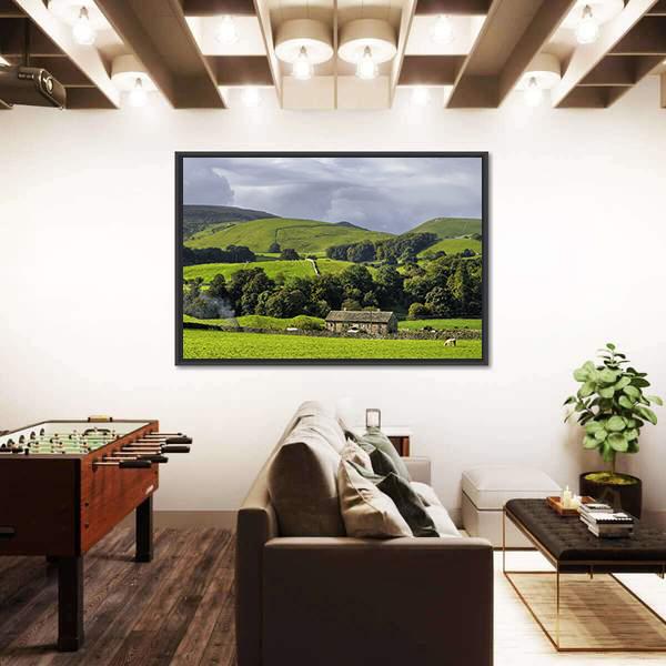 Scenic View Of Farm In Countryside Canvas Wall Art-3 Horizontal-Gallery Wrap-25" x 16"-Tiaracle