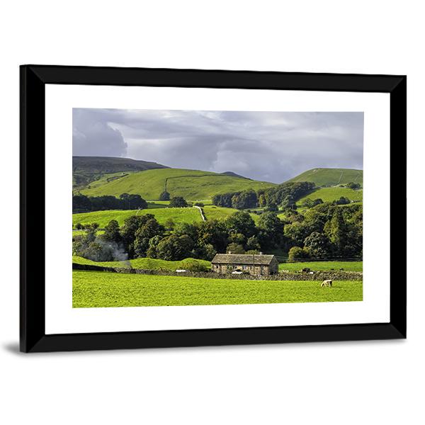 Scenic View Of Farm In Countryside Canvas Wall Art-3 Horizontal-Gallery Wrap-25" x 16"-Tiaracle