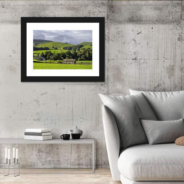 Scenic View Of Farm In Countryside Canvas Wall Art-3 Horizontal-Gallery Wrap-25" x 16"-Tiaracle