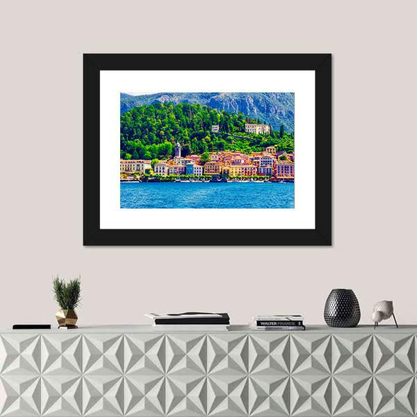 Scenic View Of Old Bellagio Como Lake Canvas Wall Art-1 Piece-Framed Print-20" x 16"-Tiaracle