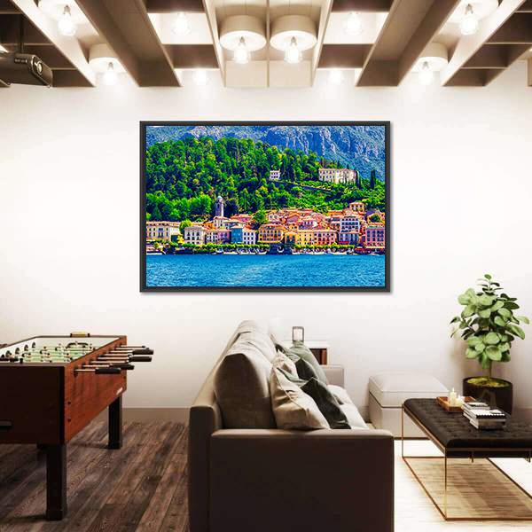 Scenic View Of Old Bellagio Como Lake Canvas Wall Art-3 Horizontal-Gallery Wrap-25" x 16"-Tiaracle