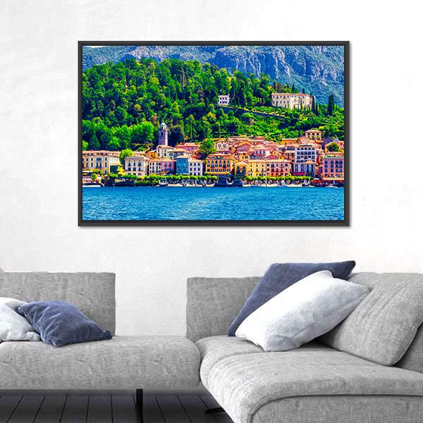 Scenic View Of Old Bellagio Como Lake Canvas Wall Art-3 Horizontal-Gallery Wrap-25" x 16"-Tiaracle