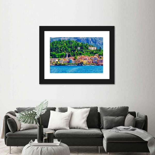 Scenic View Of Old Bellagio Como Lake Canvas Wall Art-3 Horizontal-Gallery Wrap-25" x 16"-Tiaracle