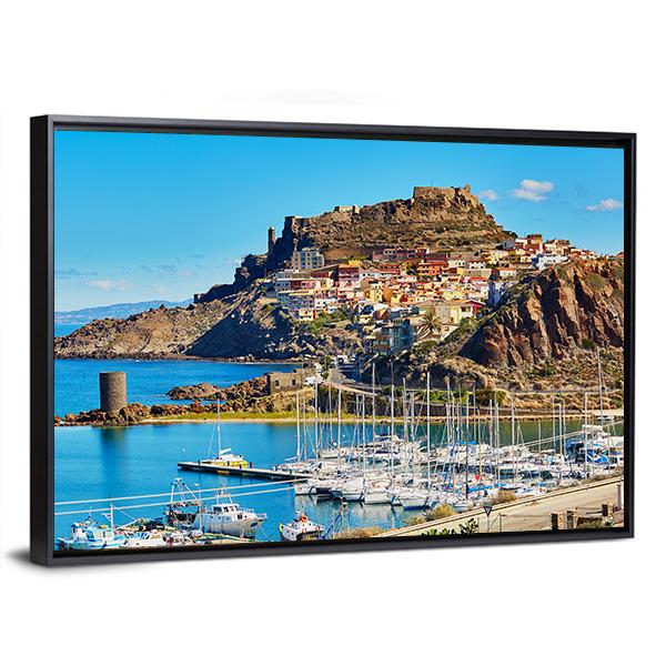 Scenic View To Castelsardo Village Canvas Wall Art-3 Horizontal-Gallery Wrap-25" x 16"-Tiaracle