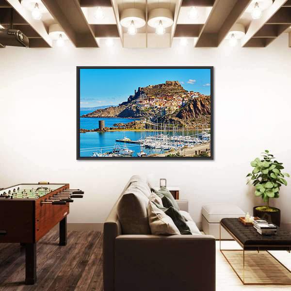 Scenic View To Castelsardo Village Canvas Wall Art-3 Horizontal-Gallery Wrap-25" x 16"-Tiaracle