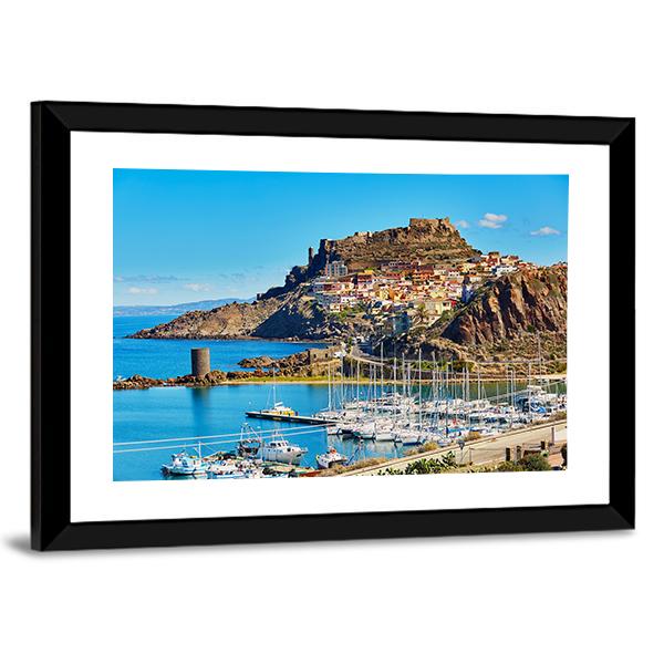Scenic View To Castelsardo Village Canvas Wall Art-3 Horizontal-Gallery Wrap-25" x 16"-Tiaracle