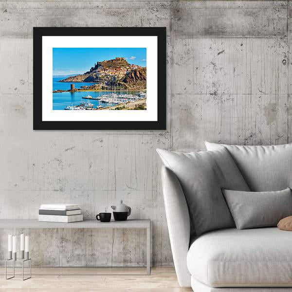 Scenic View To Castelsardo Village Canvas Wall Art-3 Horizontal-Gallery Wrap-25" x 16"-Tiaracle