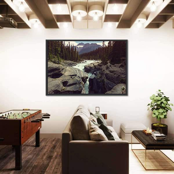 Scenic Views Of Athabasca River Canvas Wall Art-1 Piece-Floating Frame-24" x 16"-Tiaracle