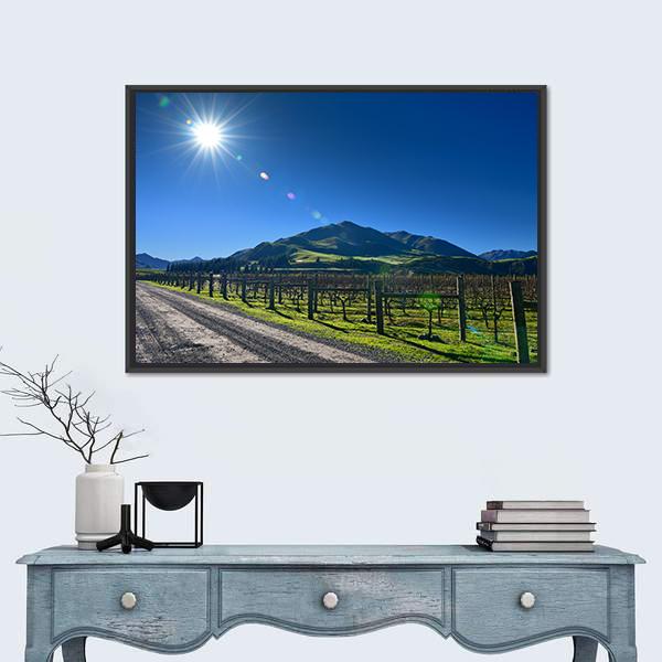 Scenic Vineyard In Canterbury Canvas Wall Art-1 Piece-Floating Frame-24" x 16"-Tiaracle