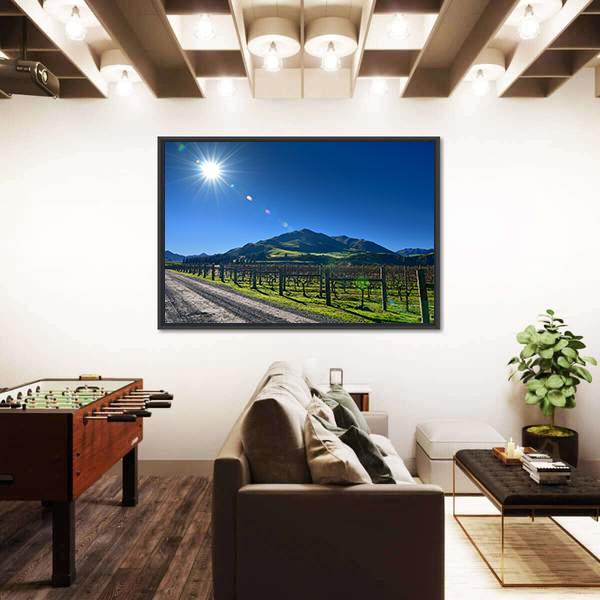 Scenic Vineyard In Canterbury Canvas Wall Art-3 Horizontal-Gallery Wrap-25" x 16"-Tiaracle