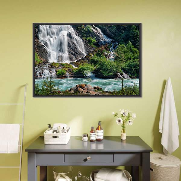 Schleierfall Waterfall Canvas Wall Art-1 Piece-Floating Frame-36" x 24"-Tiaracle