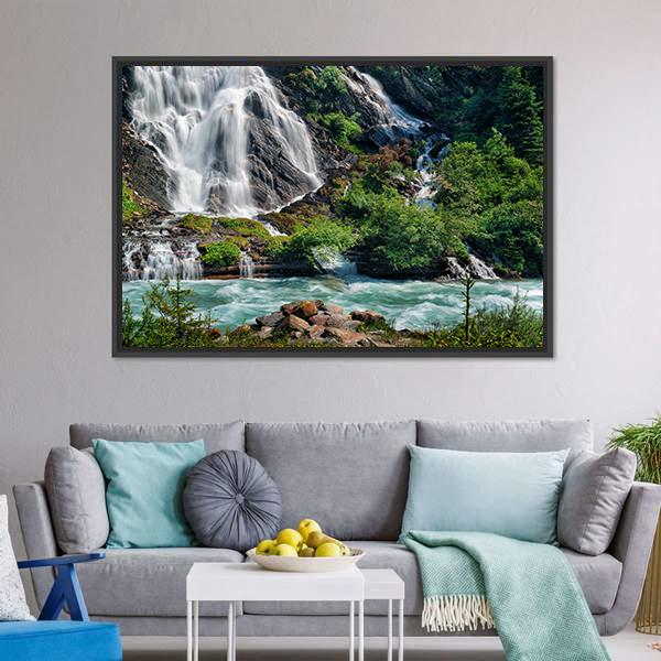 Schleierfall Waterfall Canvas Wall Art-5 Horizontal-Gallery Wrap-22" x 12"-Tiaracle