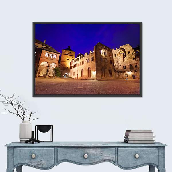 Schloss Heidelberg During Night Time Canvas Wall Art-1 Piece-Floating Frame-24" x 16"-Tiaracle