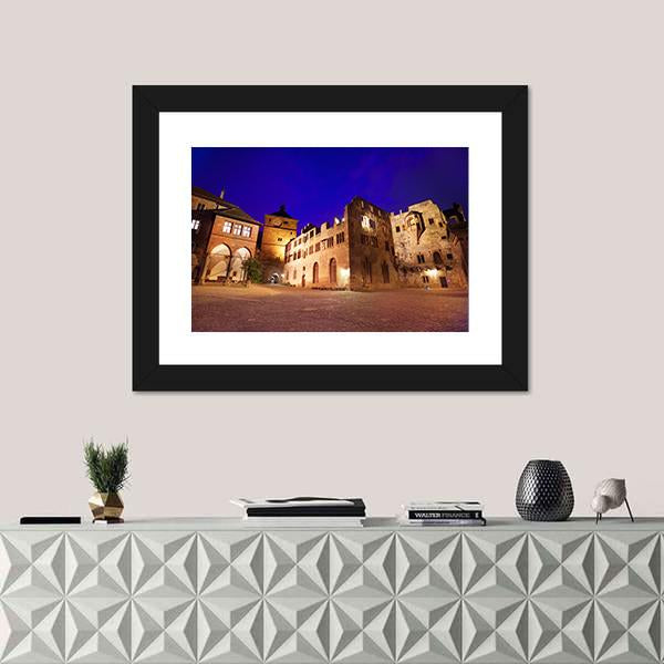 Schloss Heidelberg During Night Time Canvas Wall Art-1 Piece-Framed Print-20" x 16"-Tiaracle
