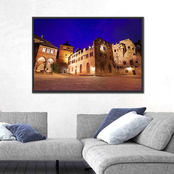 Schloss Heidelberg During Night Time Canvas Wall Art-3 Horizontal-Gallery Wrap-25" x 16"-Tiaracle