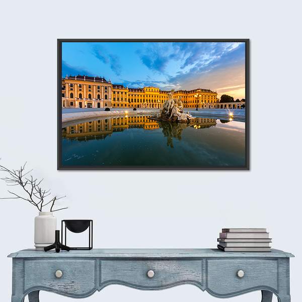 Schonbrunn Palace In Vienna Austria Canvas Wall Art-1 Piece-Floating Frame-24" x 16"-Tiaracle