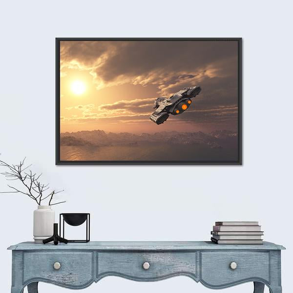 Science Fiction Spaceship Canvas Wall Art-1 Piece-Floating Frame-24" x 16"-Tiaracle