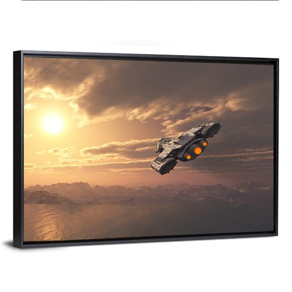 Science Fiction Spaceship Canvas Wall Art-3 Horizontal-Gallery Wrap-25" x 16"-Tiaracle