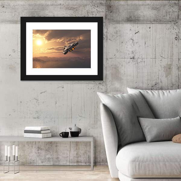 Science Fiction Spaceship Canvas Wall Art-3 Horizontal-Gallery Wrap-25" x 16"-Tiaracle