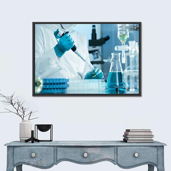 Scientist Working At The Laboratory Canvas Wall Art-1 Piece-Floating Frame-24" x 16"-Tiaracle