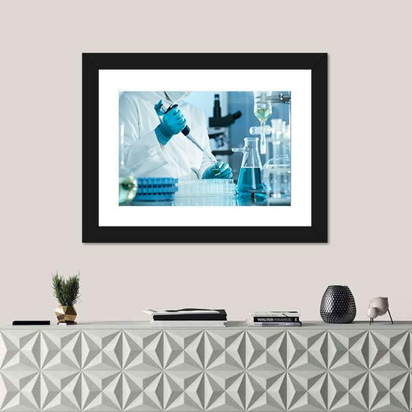 Scientist Working At The Laboratory Canvas Wall Art-1 Piece-Framed Print-20" x 16"-Tiaracle