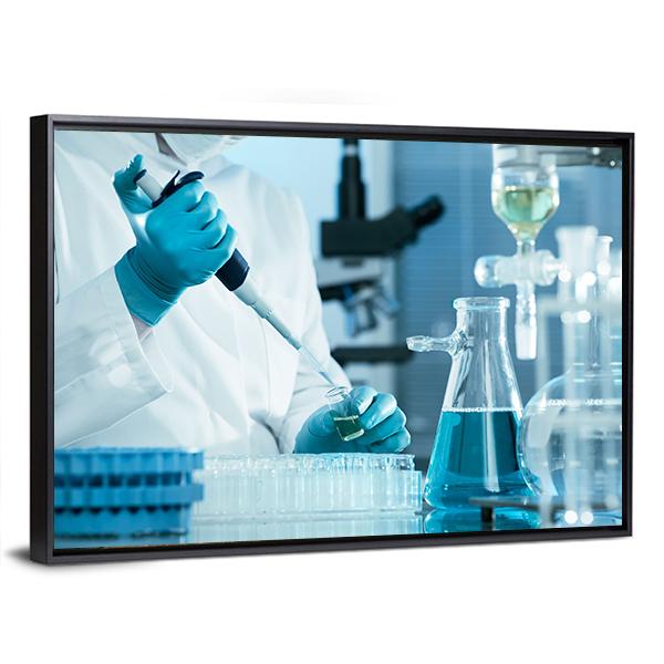 Scientist Working At The Laboratory Canvas Wall Art-3 Horizontal-Gallery Wrap-25" x 16"-Tiaracle
