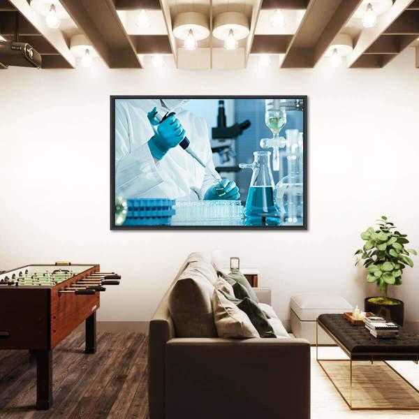 Scientist Working At The Laboratory Canvas Wall Art-3 Horizontal-Gallery Wrap-25" x 16"-Tiaracle