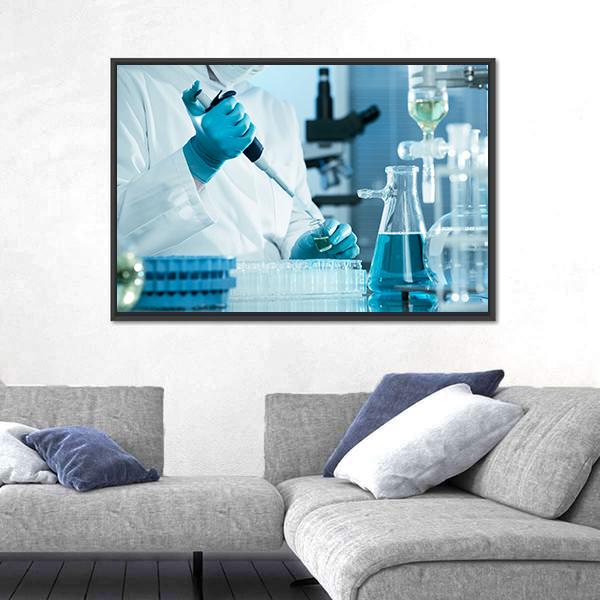 Scientist Working At The Laboratory Canvas Wall Art-3 Horizontal-Gallery Wrap-25" x 16"-Tiaracle