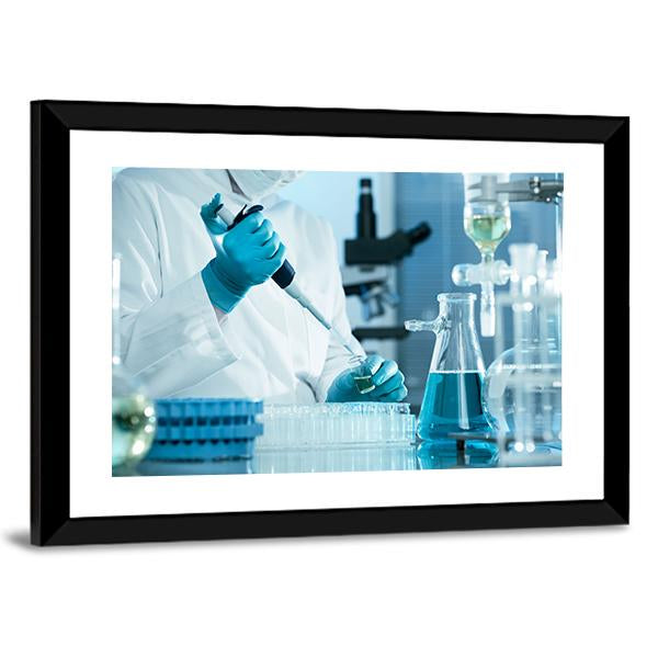 Scientist Working At The Laboratory Canvas Wall Art-3 Horizontal-Gallery Wrap-25" x 16"-Tiaracle