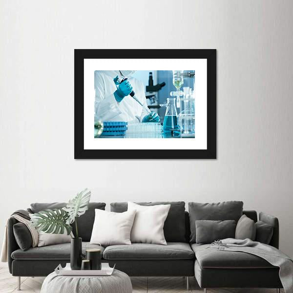 Scientist Working At The Laboratory Canvas Wall Art-3 Horizontal-Gallery Wrap-25" x 16"-Tiaracle