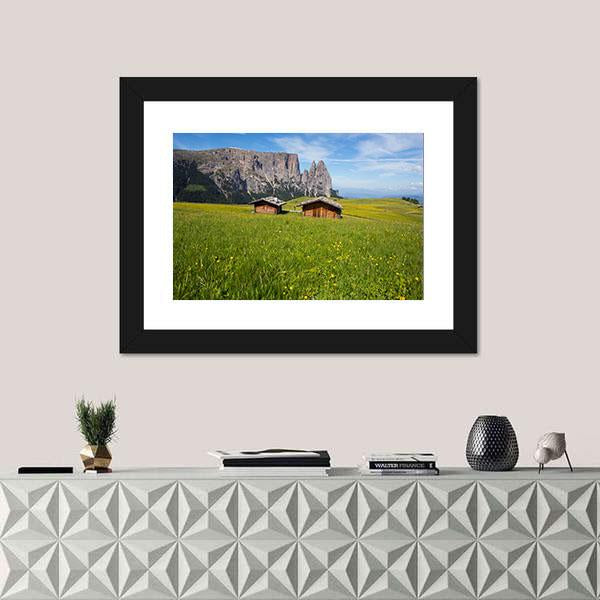 Sciliar Mountain Massif With Santner Peak Canvas Wall Art-1 Piece-Framed Print-20" x 16"-Tiaracle