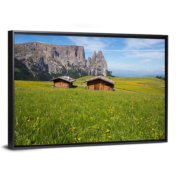 Sciliar Mountain Massif With Santner Peak Canvas Wall Art-3 Horizontal-Gallery Wrap-25" x 16"-Tiaracle