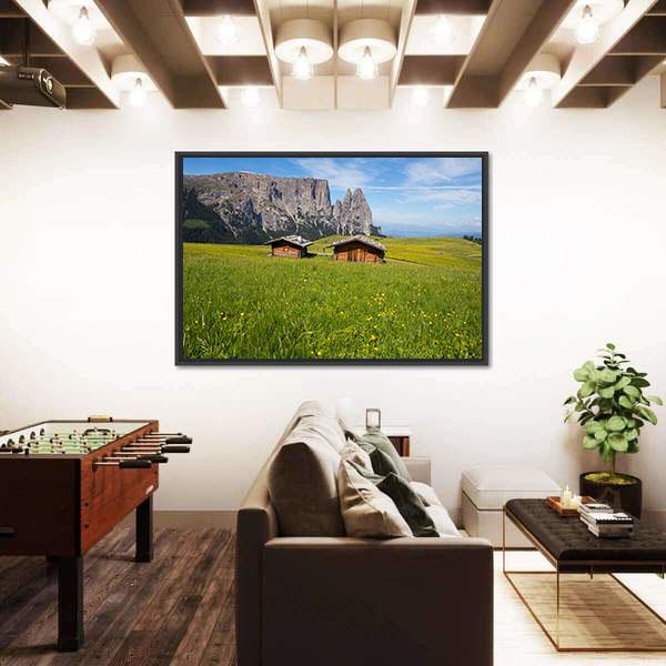 Sciliar Mountain Massif With Santner Peak Canvas Wall Art-3 Horizontal-Gallery Wrap-25" x 16"-Tiaracle