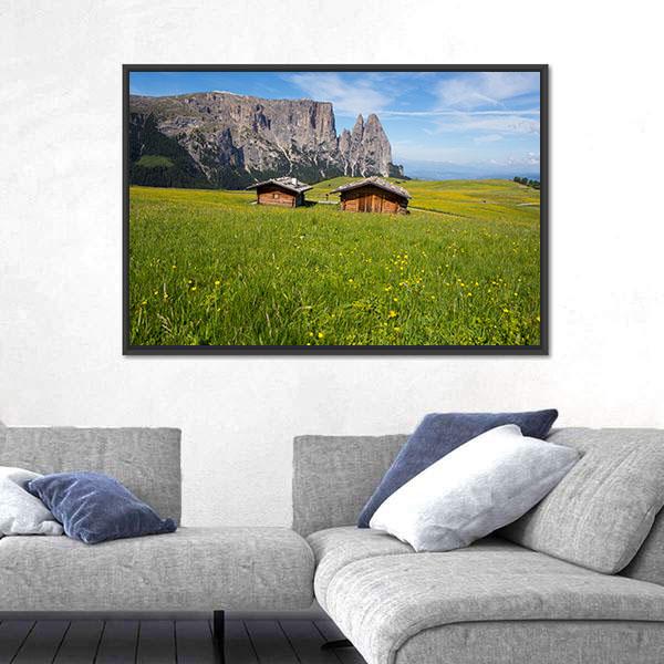 Sciliar Mountain Massif With Santner Peak Canvas Wall Art-3 Horizontal-Gallery Wrap-25" x 16"-Tiaracle