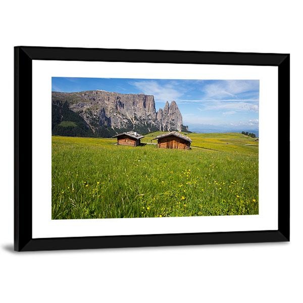 Sciliar Mountain Massif With Santner Peak Canvas Wall Art-3 Horizontal-Gallery Wrap-25" x 16"-Tiaracle