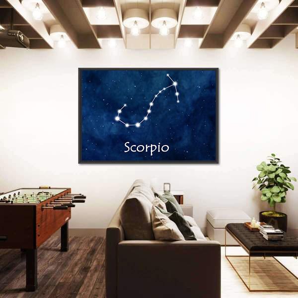 Scorpio Horoscope Constellation Canvas Wall Art-1 Piece-Floating Frame-24" x 16"-Tiaracle