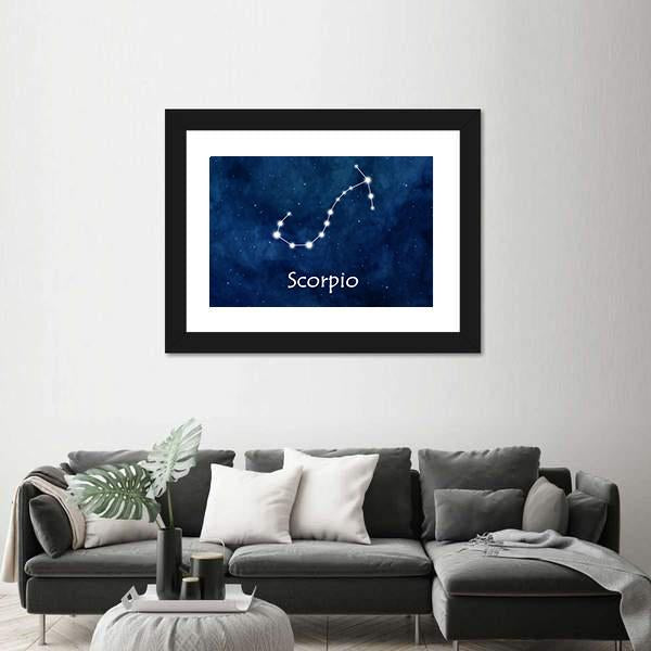 Scorpio Horoscope Constellation Canvas Wall Art-1 Piece-Framed Print-20" x 16"-Tiaracle