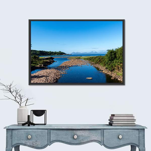Scottish Lake In The Highlands Canvas Wall Art-1 Piece-Floating Frame-24" x 16"-Tiaracle