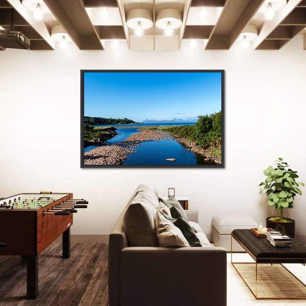 Scottish Lake In The Highlands Canvas Wall Art-1 Piece-Floating Frame-36" x 24"-Tiaracle