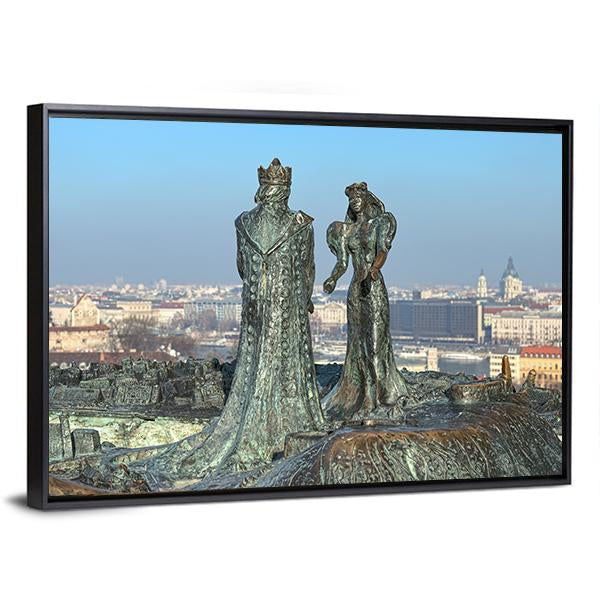 Sculpture Of Prince Buda And Princess Pest Canvas Wall Art-3 Horizontal-Gallery Wrap-25" x 16"-Tiaracle