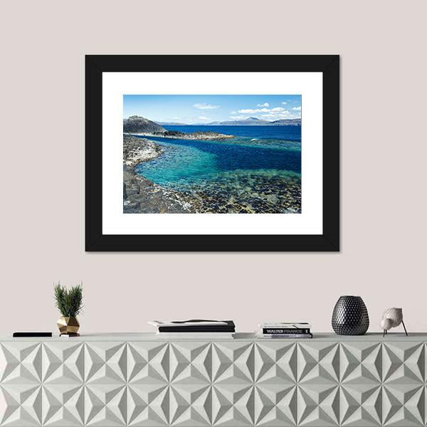 Sea At Staffa Island Canvas Wall Art-1 Piece-Framed Print-20" x 16"-Tiaracle