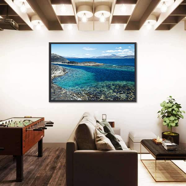 Sea At Staffa Island Canvas Wall Art-3 Horizontal-Gallery Wrap-25" x 16"-Tiaracle